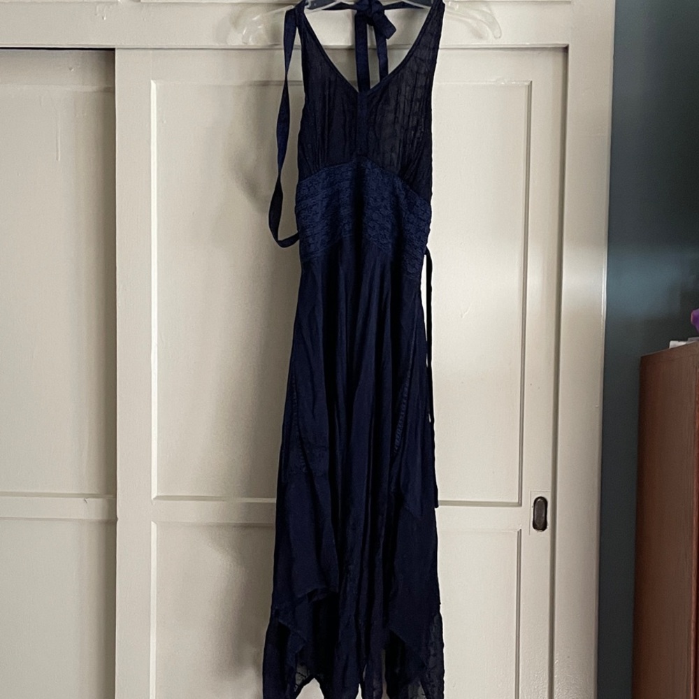 Navy Blue Halter Dress